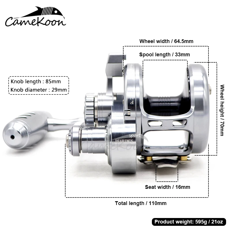 CAMEKOON HU50 медленно Пресноводная Рыбалка Катушка 9 + 2 BBs Шестерни соотношение 5 3: 1