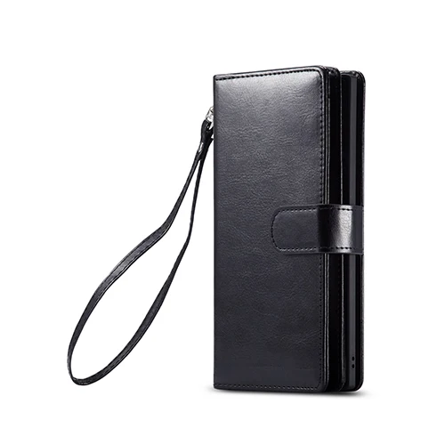 2 в 1 Магнитный чехол-бумажник из искусственной кожи для samsung Galaxy Note 10 Plus 8 9 S10 Plus S10e S9 S8 Plus 9 отделений для карт - Цвет: Черный