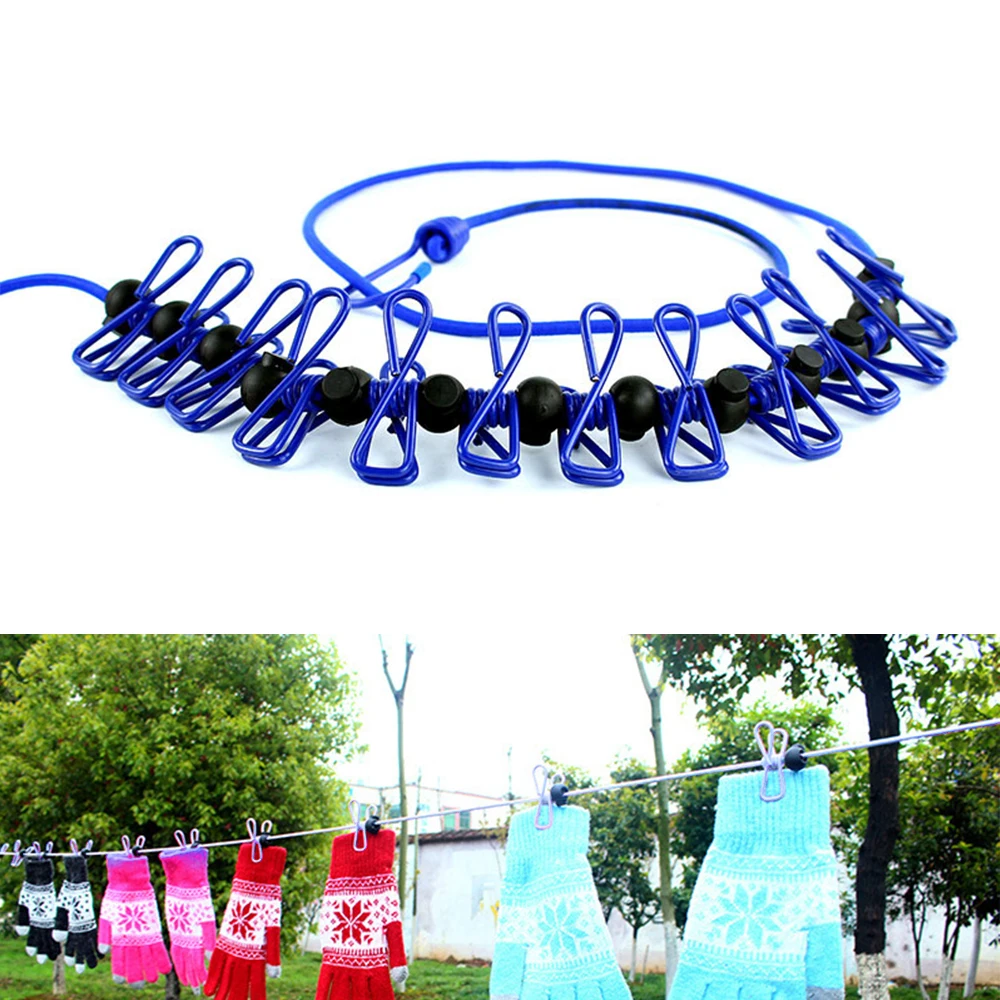 Portable Clothesline Adjustable Clothes Line With 12pcs Clothespins Drying Rack For Laundry Dryer Outdoor And Indoor | Дом и сад