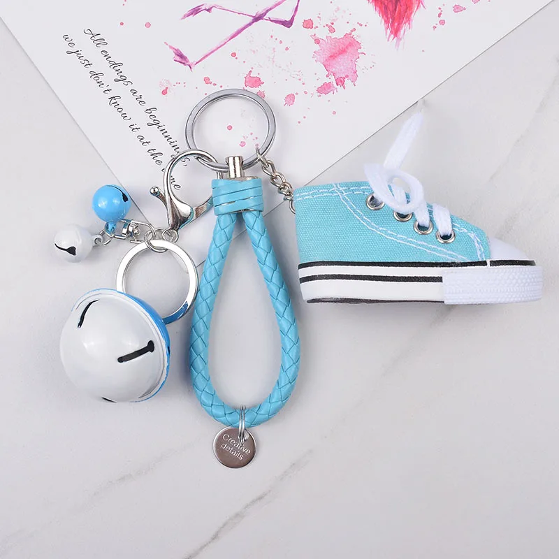 

Cute Mini Simulation Canvas Shoes Bell Keyring Keychain For Women Girl Souvenir Gift Women Bag Key Holder Accessories Jewellery