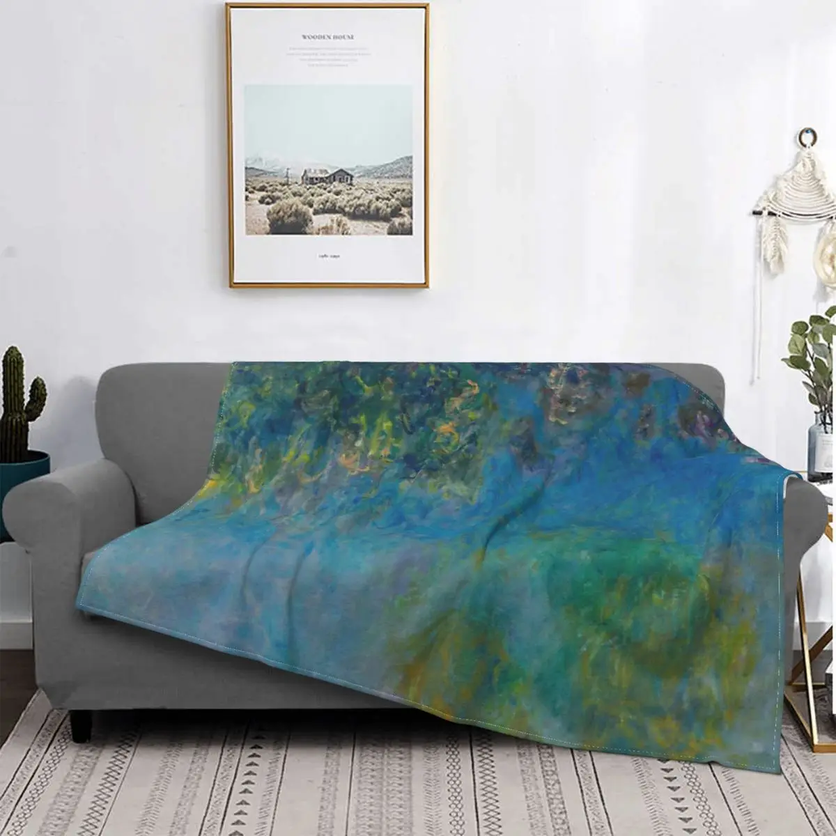 

Claude Monet-Manta de glicina, para cama colcha, cubierta a cuadros para sofá, manta con capucha, textil para el hogar de lujo