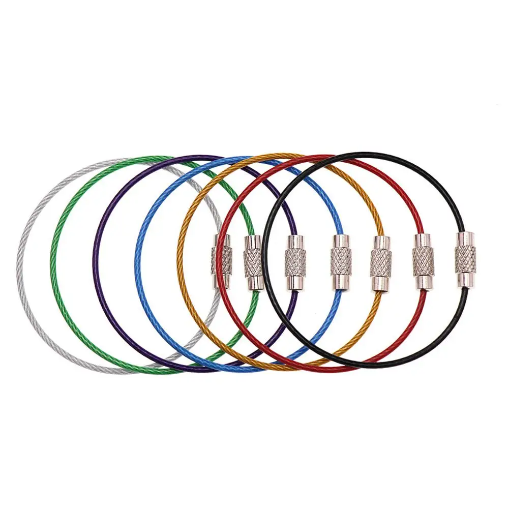 

Car Key Ring Pendant Stainless Steel Wire Rope Shape Color Hoop Key Ring
