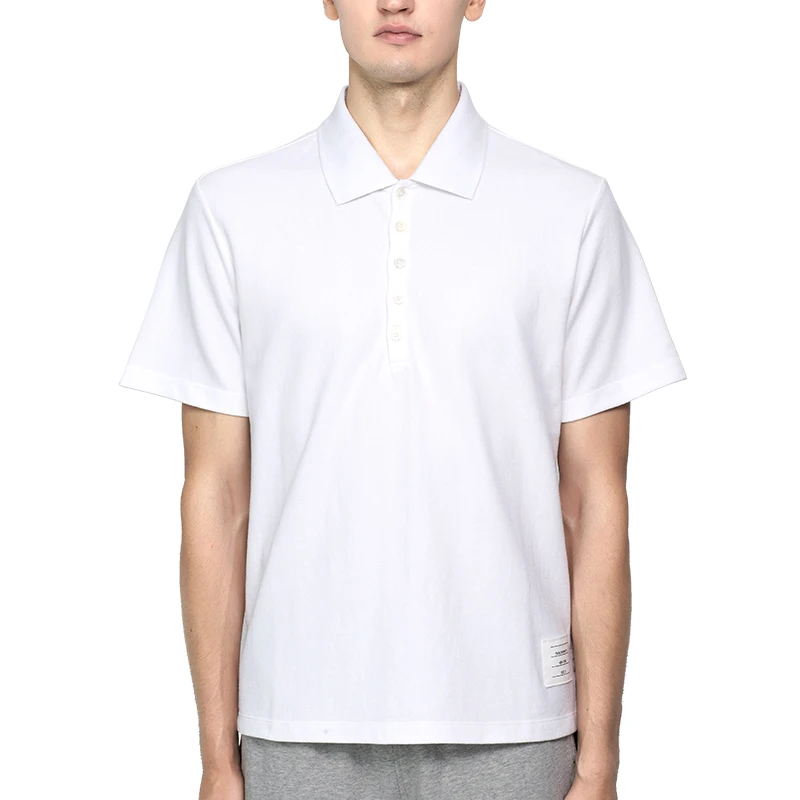 

TB 2021 Fashion Brand Polo Shirt Men Short Sleeve Casual Clothing Slim Summer Turn-down Collar Cotton Back Striped Polo
