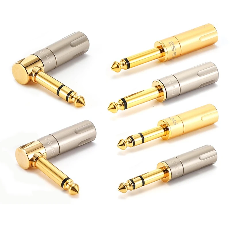 

1Pcs AVSSZ Fever HIFI Pearl Gold Pure Copper Gold-plated 6.35 Straight Plug Bend 6.5 Big Two Three Core TRS Stereo