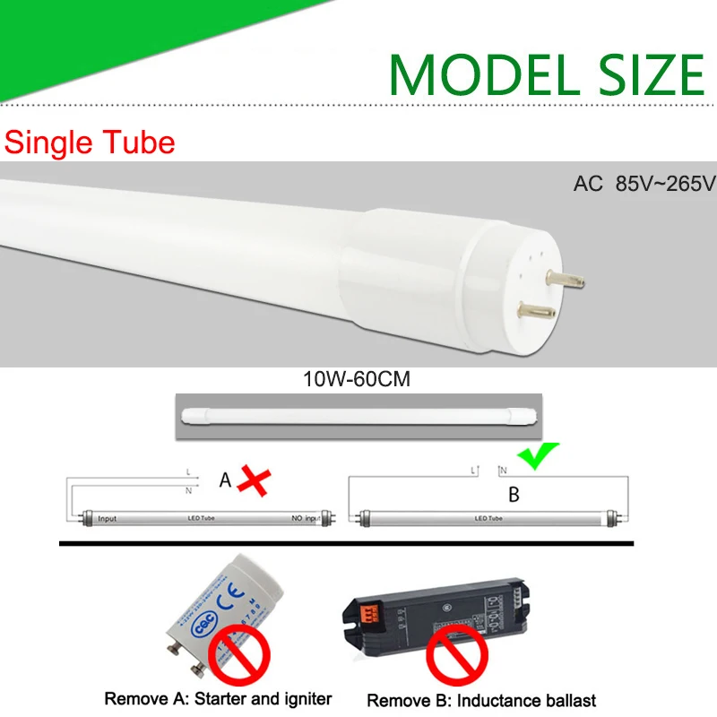 Светодиодный трубки T8 10w 60 см AC110v 220v светодиодный люминесцентный светильник