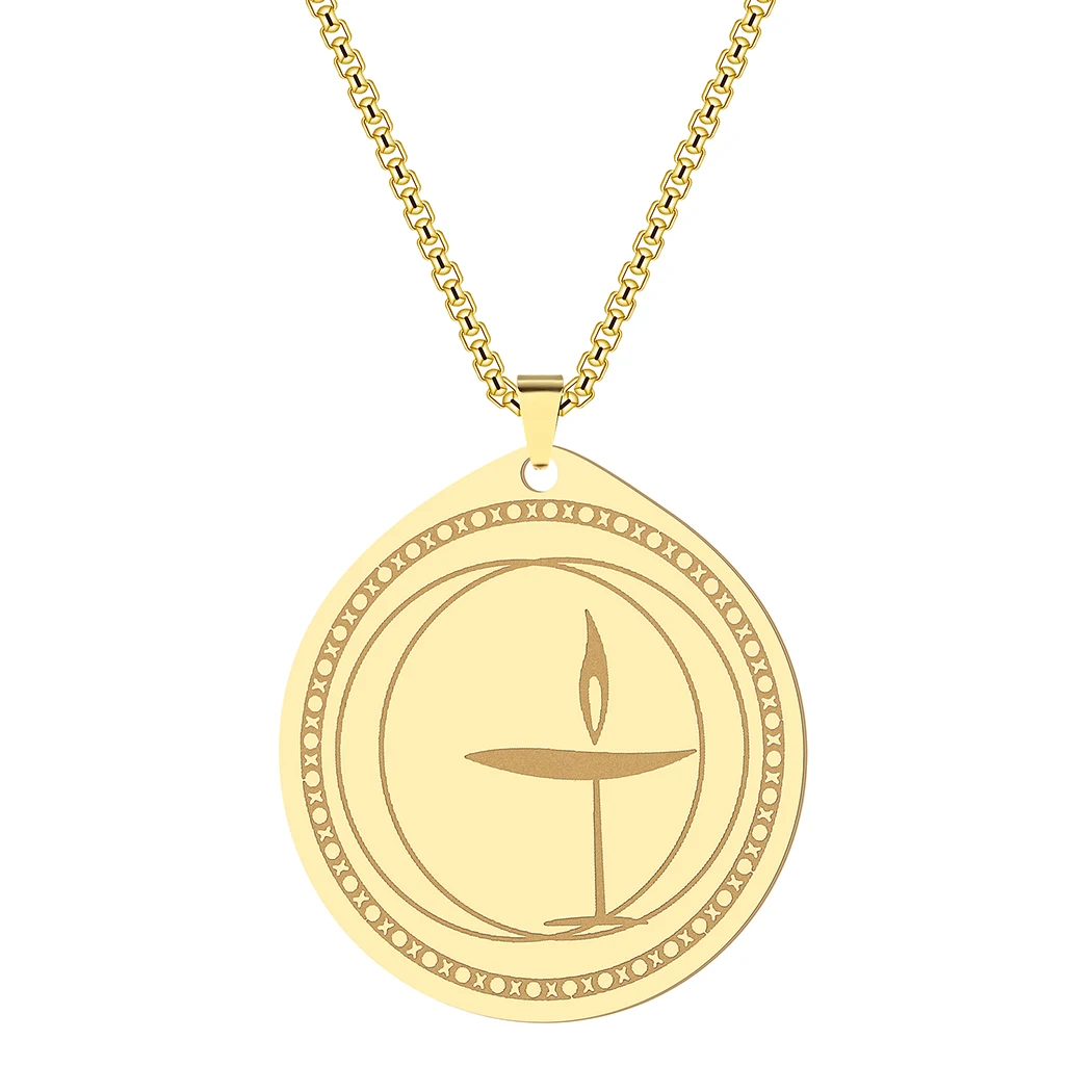 

2021November New Flaming Unitarian Chalice Universalist Necklace Jewelry Stainless Steel Flame Necklace Pendant Women/Men Bijoux