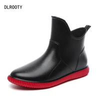 rainboots waterproof flat shoes women water fashion rain boots high non slip platform female pvc comfortable