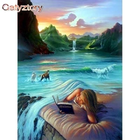 gatyztory oil painting by numbers figure landscape paint by numbers on canvas scenery picture by numbers home decor