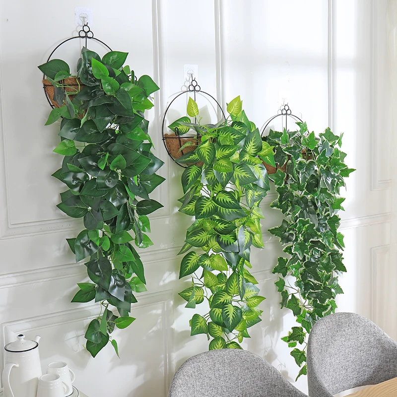 

97cm Artificial Hanging Plants 1pcs Greenery Leaf plastic Fake Plant Decor Jungle Party Hojas Artificiales Para Decoracion