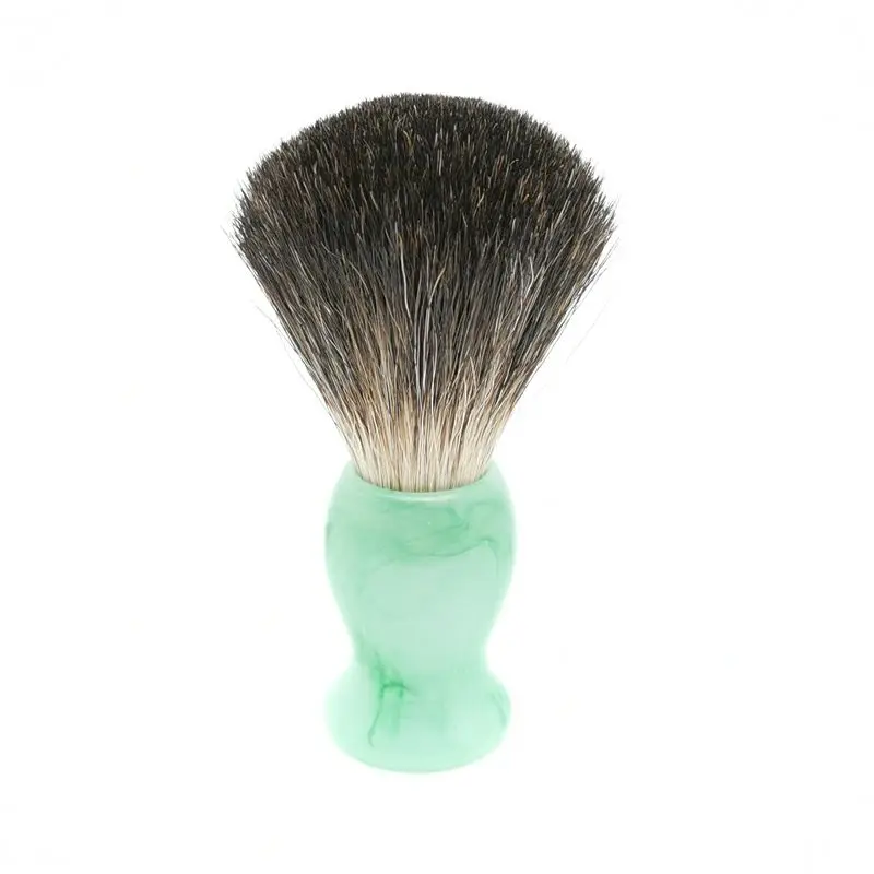 TEYO Emerald Green Pattern Resin Handle Black Badger Hair Shaving Brush