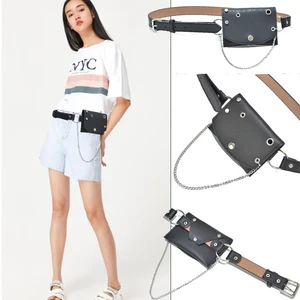 Ремень-цепочка женский в стиле панк, с металлической пряжкой, 2018, на сумку на юбку