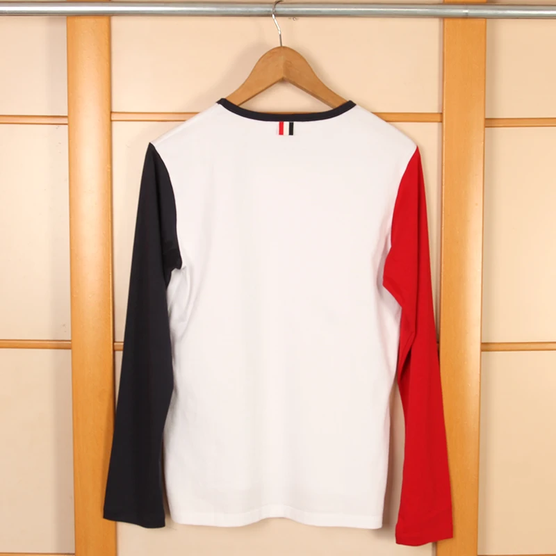 

brand 2021 TB fashion o-neck long sleeve t-shirts men Patchwork Panelled cotton pullovers men's casual sport tees and tops male