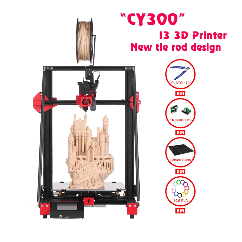 Creativity 3d printer Safe Power Resume Print with 300X300X400 Build Volume Lattice Glass, Upgrade to Auto Leveling