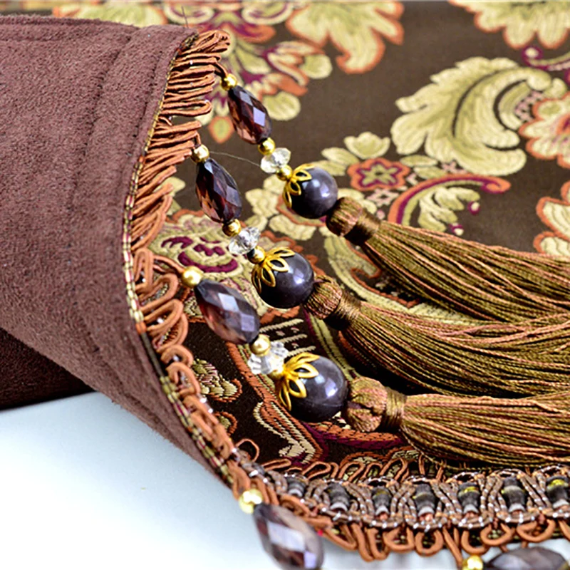 Европейская роскошная Золотая настольная дорожка с кисточками для свадебной