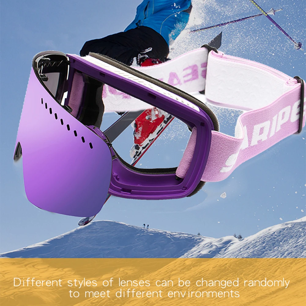 

SEARIPE Ski Goggles UV400 Protection Snowboard Eyewear Anti-fog Big Ski Glasses Snow Snowmobile Man Women Skiing Outdoor Sport