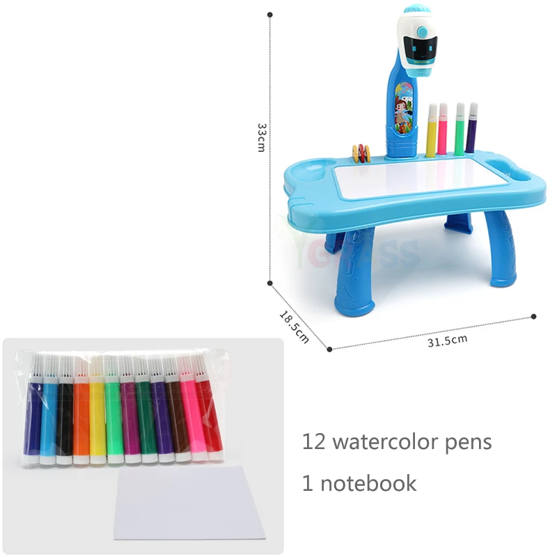 Girls Toys Projector Art Drawing Board Kids Table With Tools Pen Stencils For Painting Games Coloring Educational Creative Set | Игрушки и