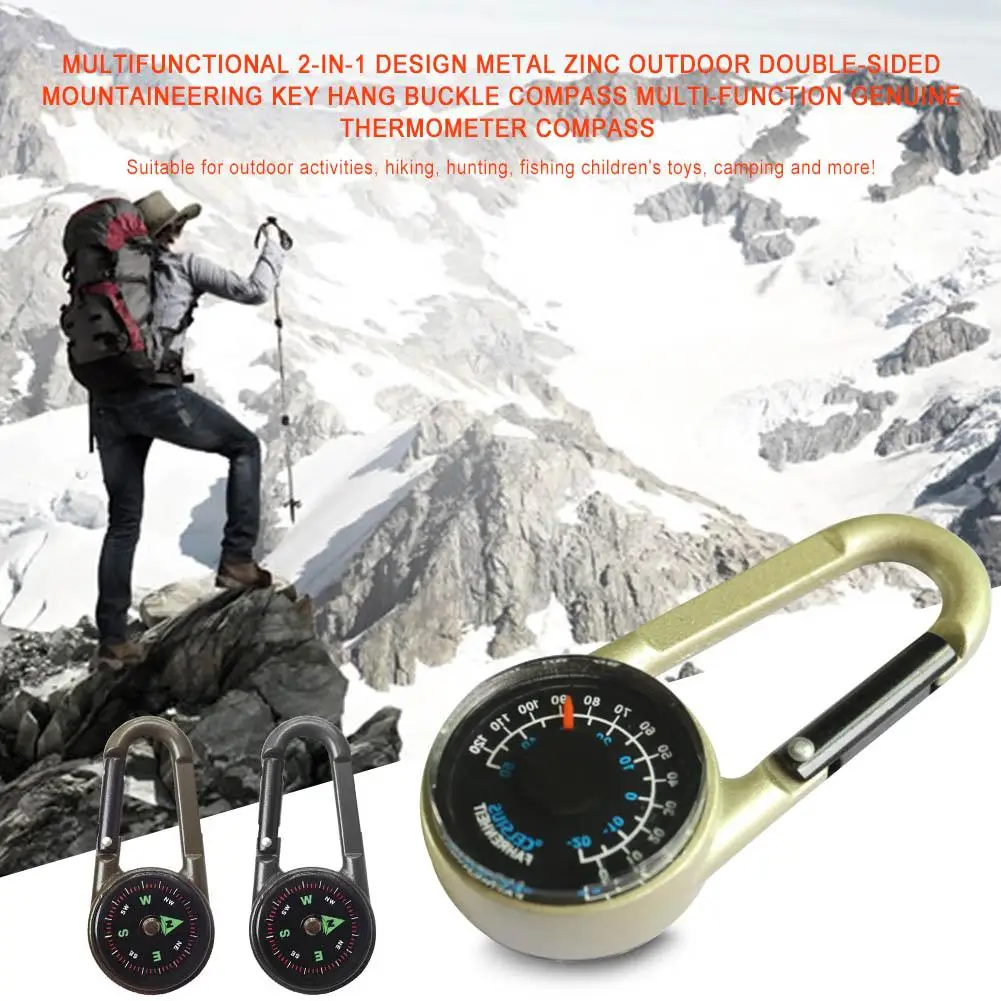 Многофункциональный мини 3в1 карабин компас термометр кольцо для ключей