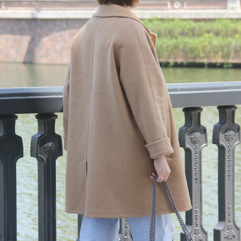 

Black woolen Coat Women's Clothing fashion overcoat female casual Long Wool Coat