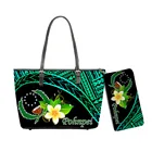 Большая кожаная женская сумочка и сумочка в комплекте, полинезийский Pohnpei, с этническим принтом, клатч, кошельки, женская сумка, бесплатная доставка, оптовая продажа