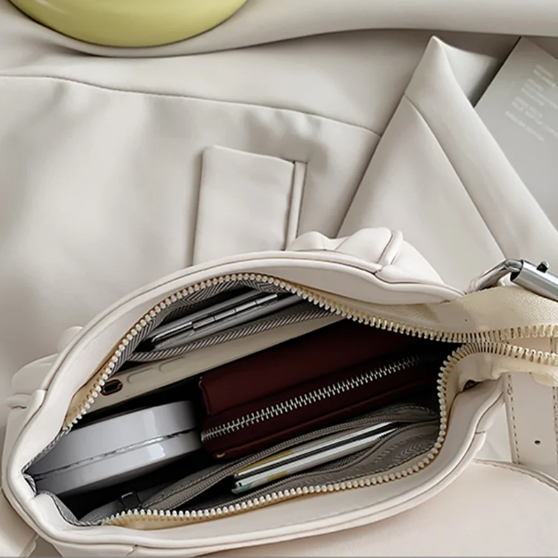 

Fashion Leather Shoulder Bags Ruched Crossbody Bags for Women 2021 Small Purses and Handbags Luxury Designer Cute Sac A Main New