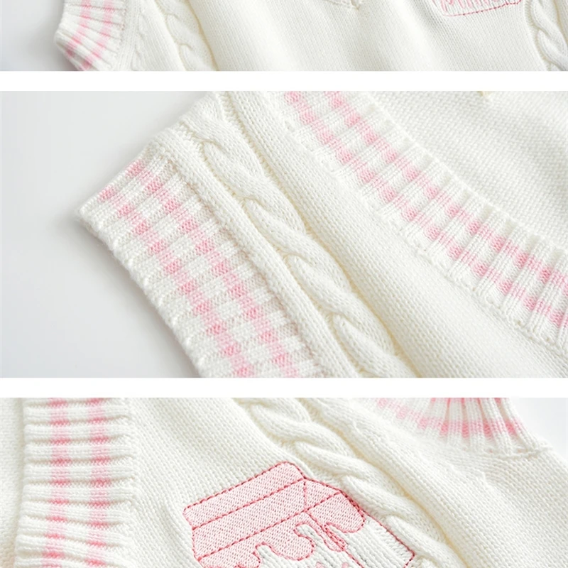 

cheese new cute embroidery college style Japan soft sister uniforms knitted vest