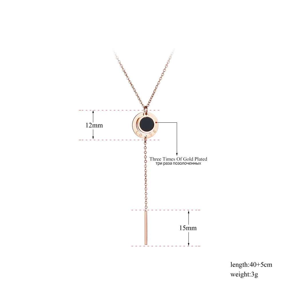 ЗооМанго 316L Нержавеющая сталь Любовь Кисточка Подвески Ожерелья Ювелирные изделия Роскошные Розовое золотое цветное ожерелье с черной раковиной для девочки ZN17047.