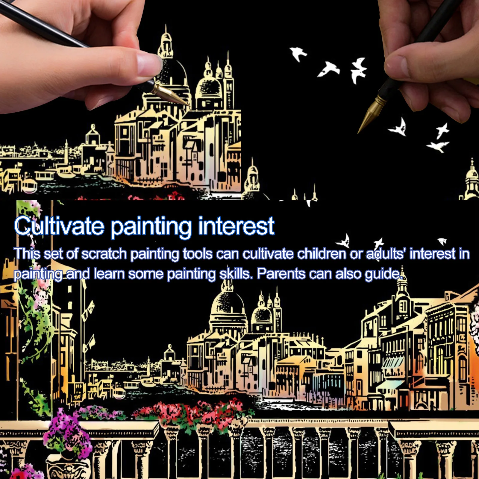 

Magic Scratchboard World Landscape Scraping Paintings Paper Adult Decompression Toys Kids Toys DIY Scratch Paintings Magic Toys