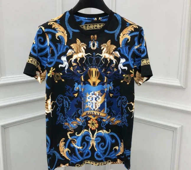 

2021 21ss spring brand royal floral horse print designer t shirts tees tops for men luxury crown gothic famous casual cotton