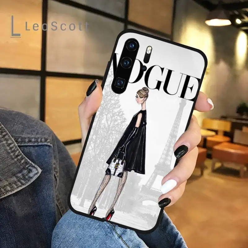 

Princess Girl VOGUE boss coffee Phone Case For Huawei honor Mate P 9 10 20 30 40 Pro 10i 7 8 a x Lite nova 5t