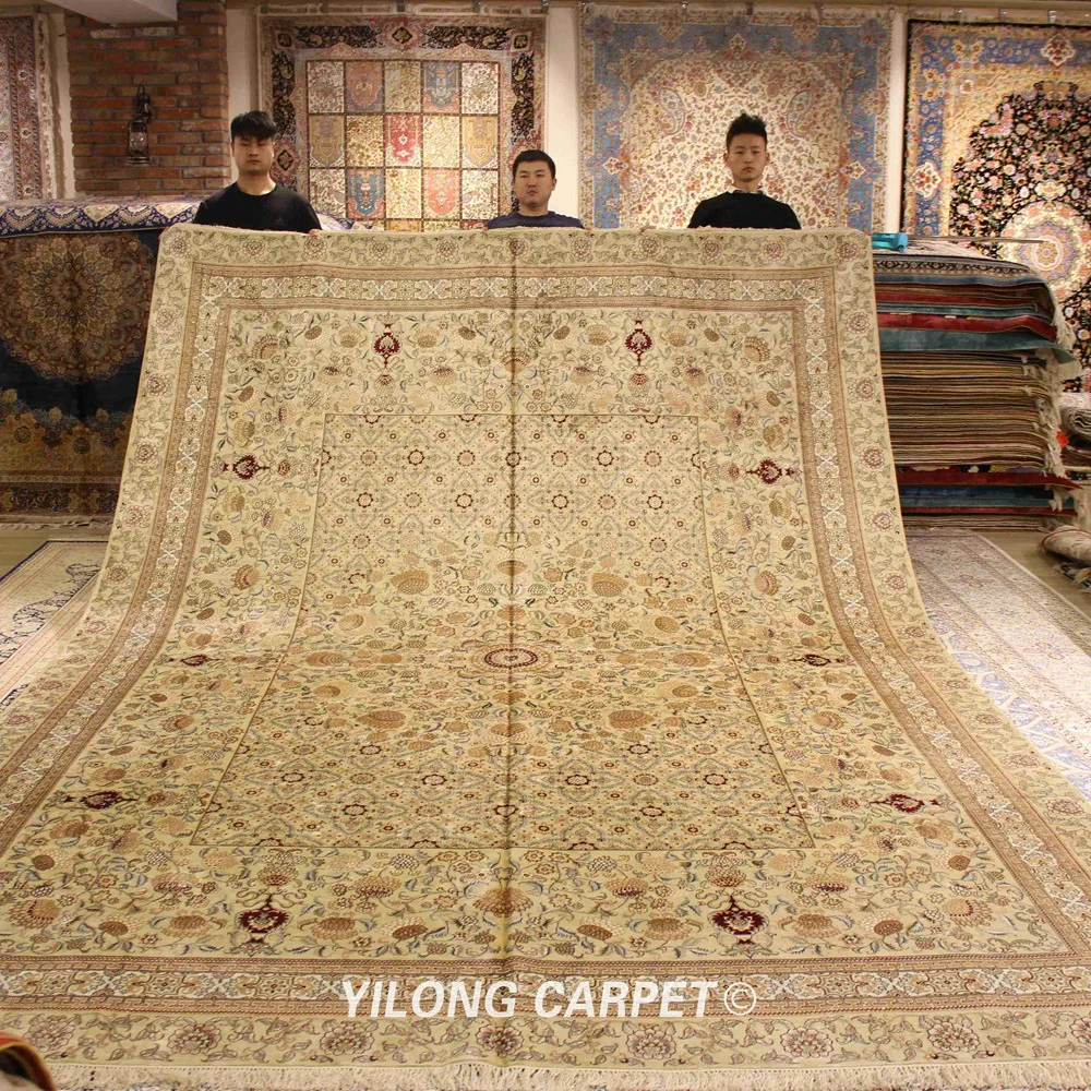 YILONG 10 'x 14' желтые восточные персидские ковры ручной работы с узелками