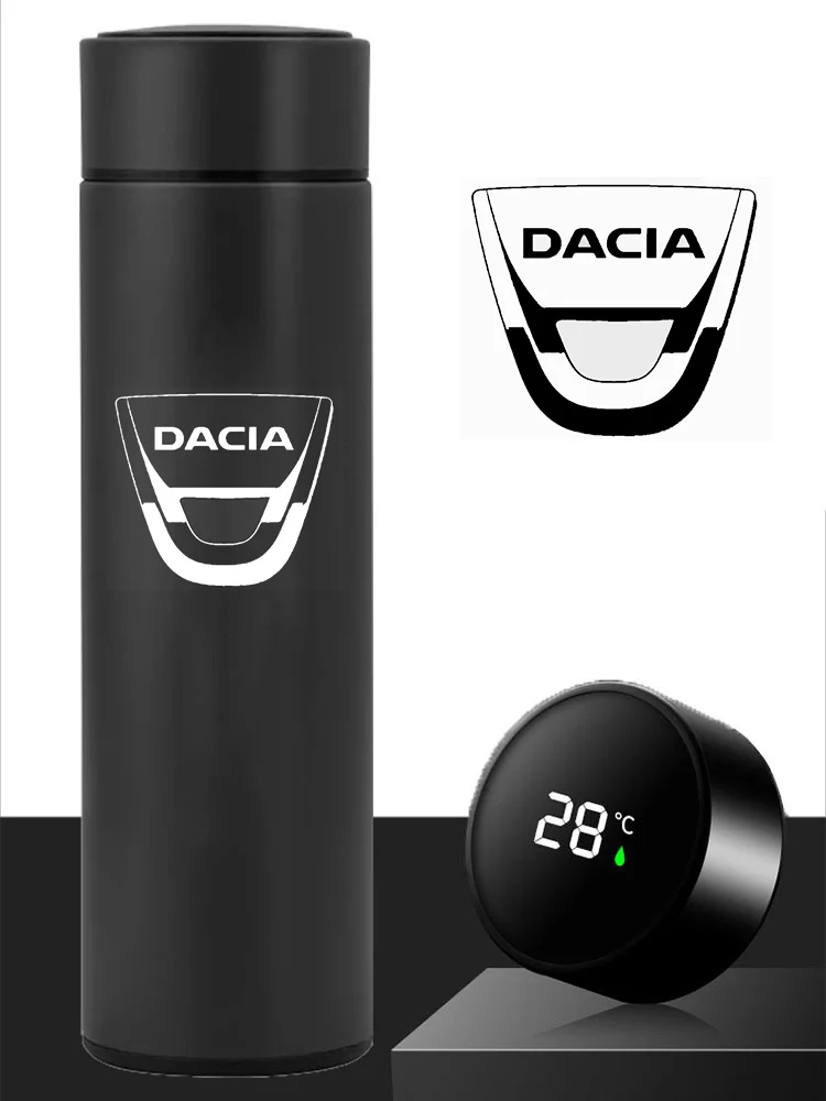 

500ml Smart Thermos For Dacia Duster Logan Sandero 2 Mcv Sandero Temperature Display Vacuum Flask Thermal Mug Coffee Cup