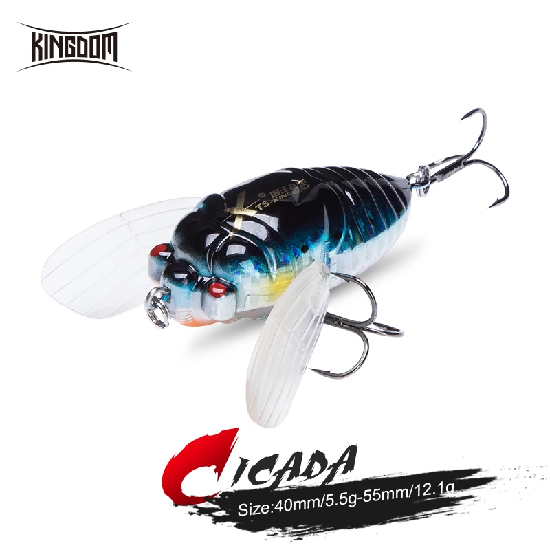 Kingdom Topwater Floating Simulation Cicada Fishing Lures Hard Bait Saltwater Bionic Insect Swing Wobbler 40mm 55mm Fishing Lure