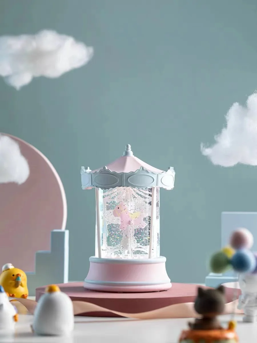 Музыкальная шкатулка в виде карусели с хрустальными шариками музыкальная ночник