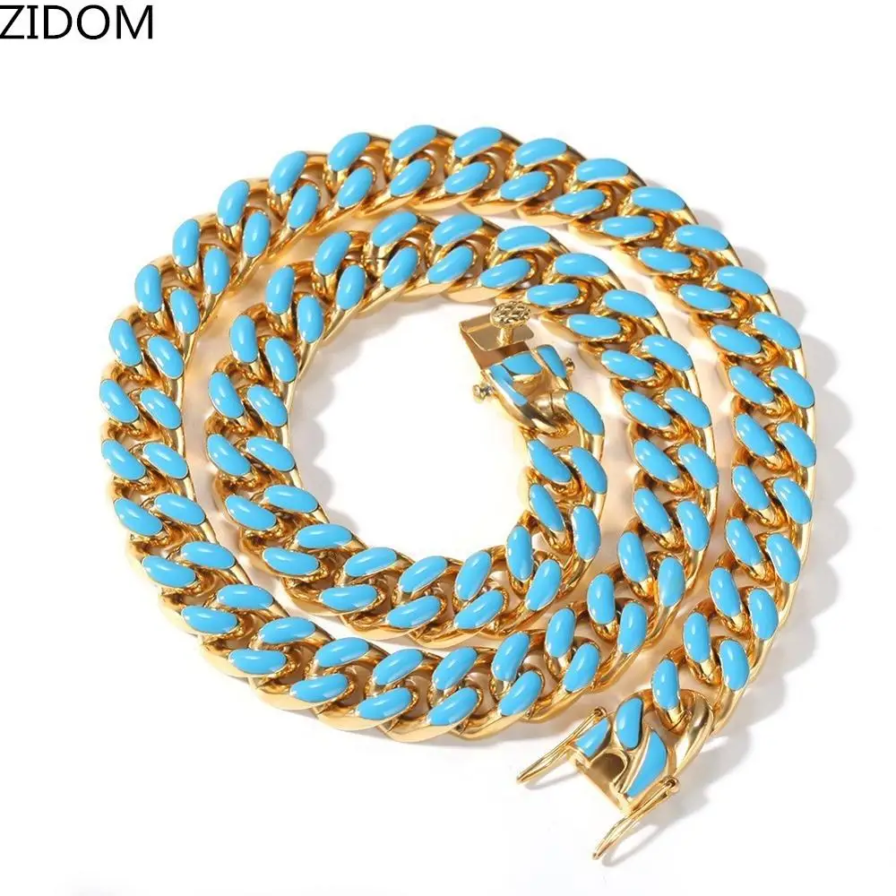 Мужские цепи в стиле хип хоп ожерелья из красочной нержавеющей стали не