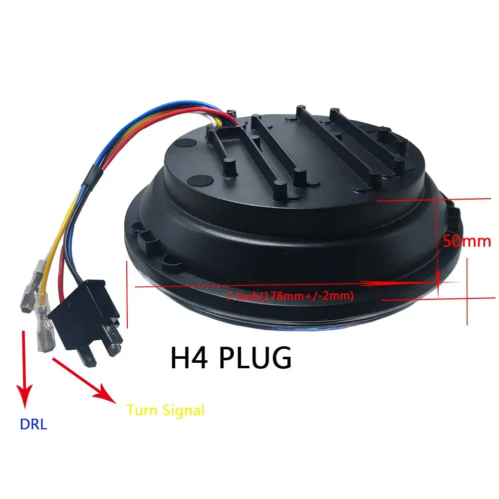 PMFC 2Psc 7 дюймовый светодиодный передние фары H4 с гало кольца янтарные Ангельские