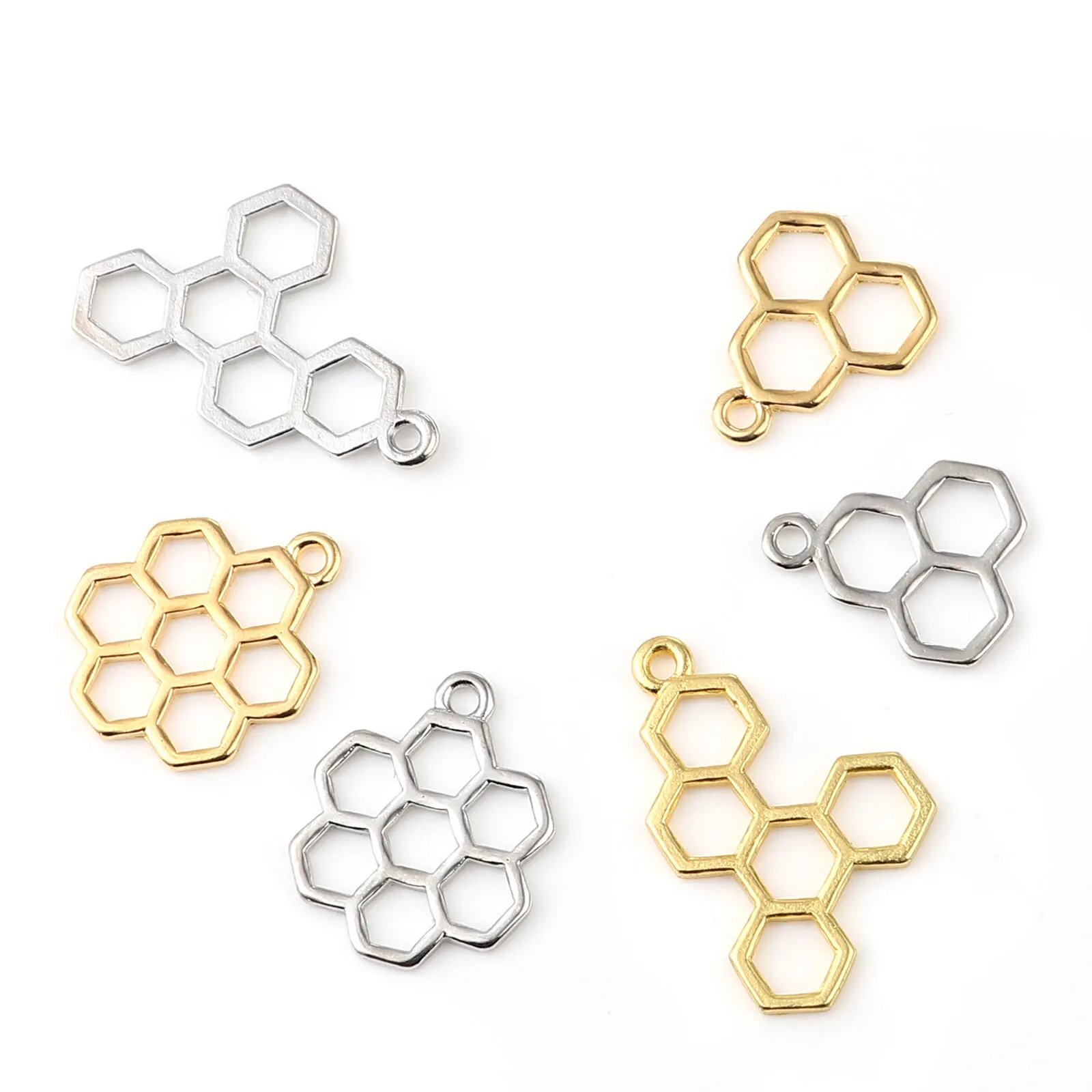 

200pcs/lot Metal Charms Dainty Honeycomb Gold Silver Color Beehive Shape Alloy Charms For DIY Jewelry Marking Wholesale Necklace