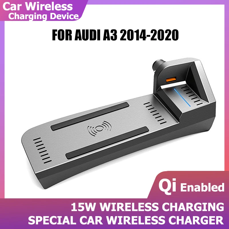 Car Wireless Charging 15W Qi for Audi A3 8V S3 2014 2015 2016 2017 2018 2019 2020 Fast Phone USB Charging Plate Wireless charger