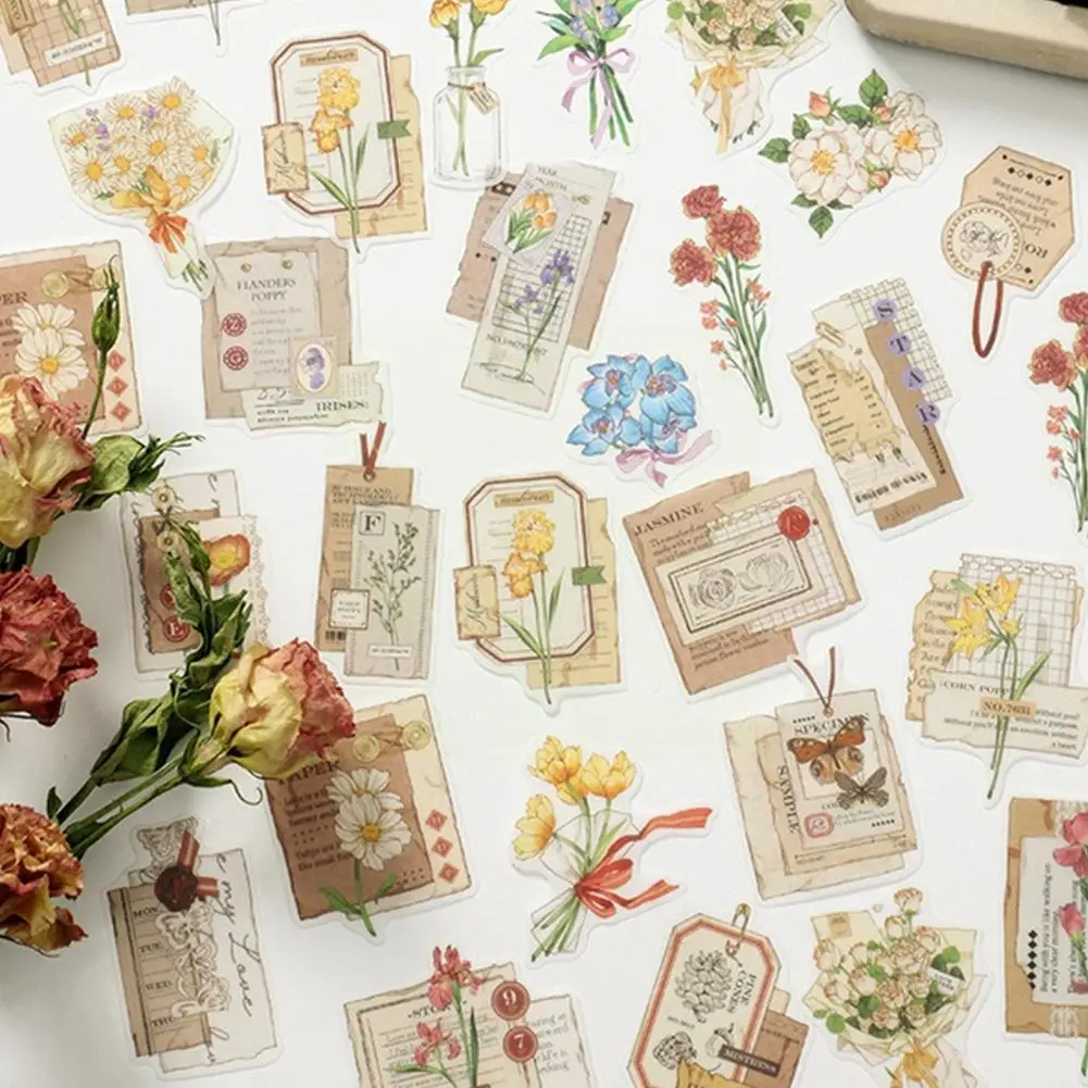 

Sticker Pack Flowers Fruits Design Scrapbooking DIY Paper Kawaii Pads Background Origami Decoration Art Tag Label Packing G I1E6