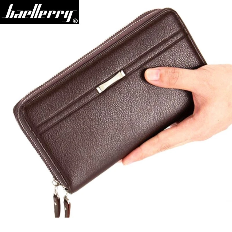 

Seagloca Men Leather Wallets Double Zipper Vintage Large Multifunction Wallet Casual Purse Card Holder Business Male Clutch Coin