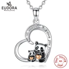 EUDORA, новинка, серебро 925 пробы, забавная панда, ожерелье с кулоном в форме сердца, Стерлинговое серебро, ювелирные изделия для женщин, изысканные вечерние, подарок D614