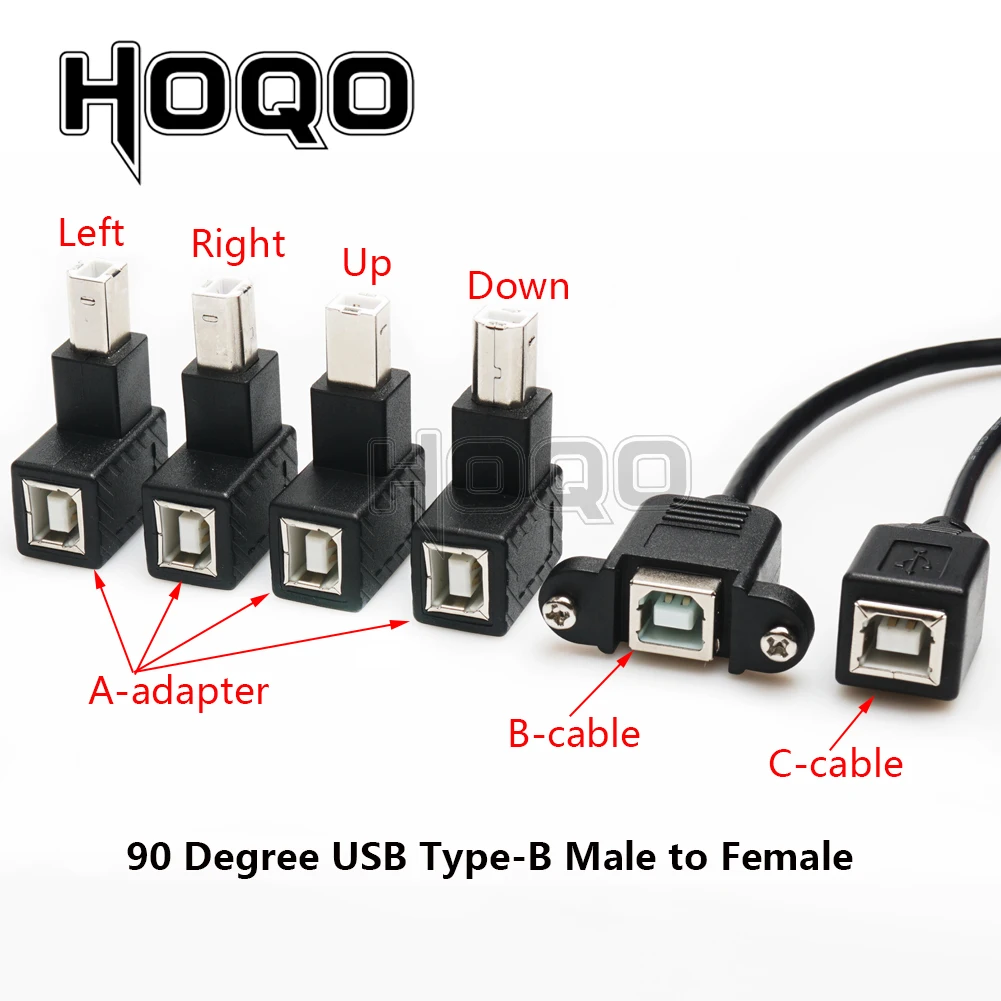 30 см 1 м 1ft Колено 90 USB 2 0 B адаптер Папа мама Тип Концевая розетка принтер Панель для
