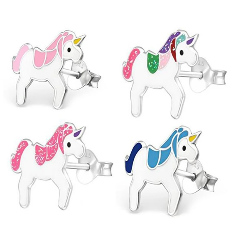 

Korean Cute Animal Stud Earrings Personality Colorful Cartoon Unicorn Earrings For Women Girls Trendy Fashion Jewelry