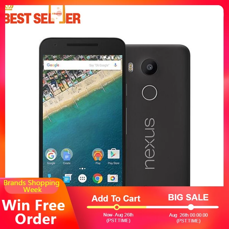 Оригинальный разблокированный мобильный телефон LG Nexus 5X H791 H790 с отпечатком