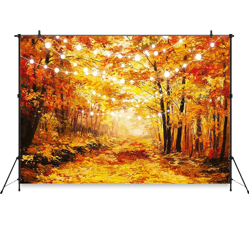 Фон для фотосъемки с изображением осеннего леса пейзажа на День Благодарения