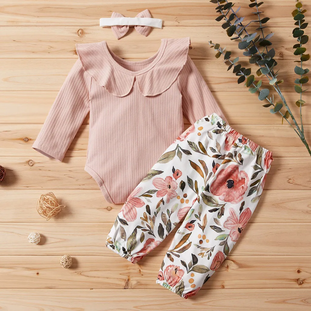 Осенняя одежда для новорожденных девочек однотонный комбинезон с длинными