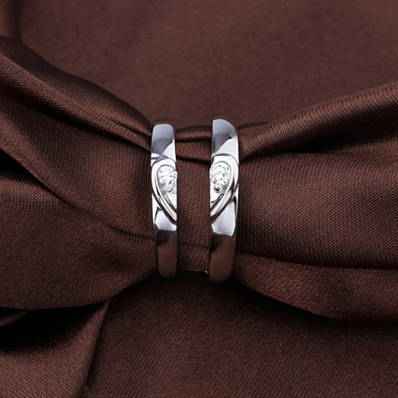 Модные 925 Серебряное кольцо AAA кубическим цирконием в форме сердца пара ювелирные