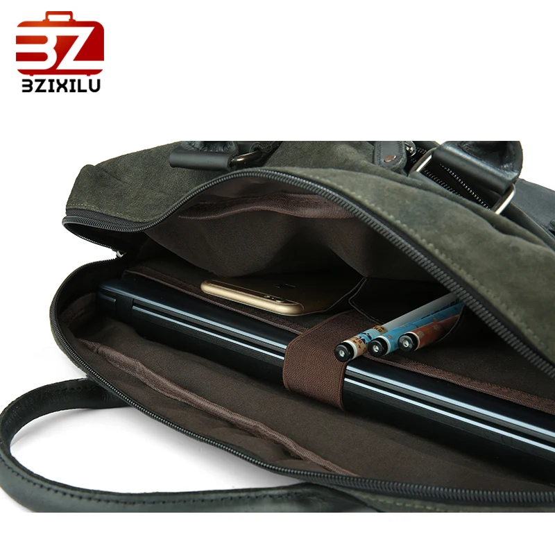 BZIXILU мягкая ручка деловая сумка с отделением для ноутбука кожаные мужские