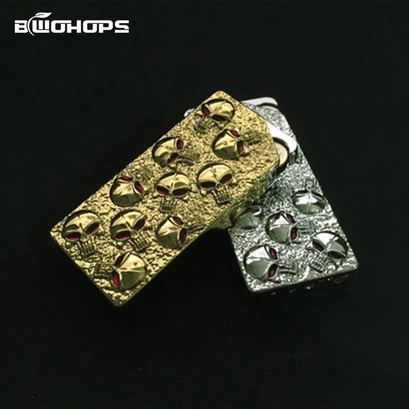 Винтажная рельефная Зажигалка на колесиках панк-призрак портативная сигарета