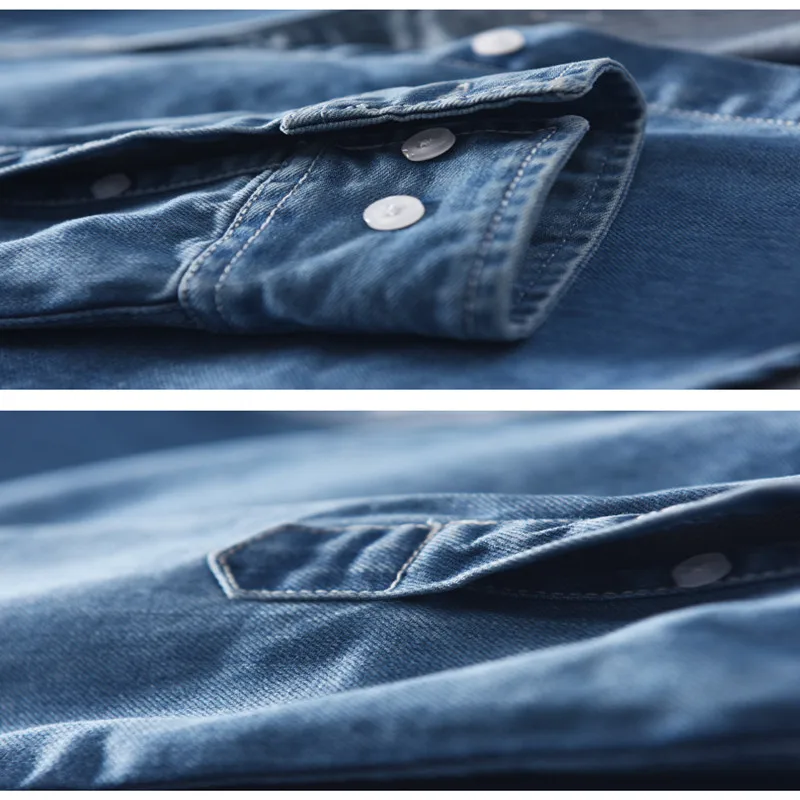 Мужская однотонная джинсовая рубашка большого размера Повседневная тонкая