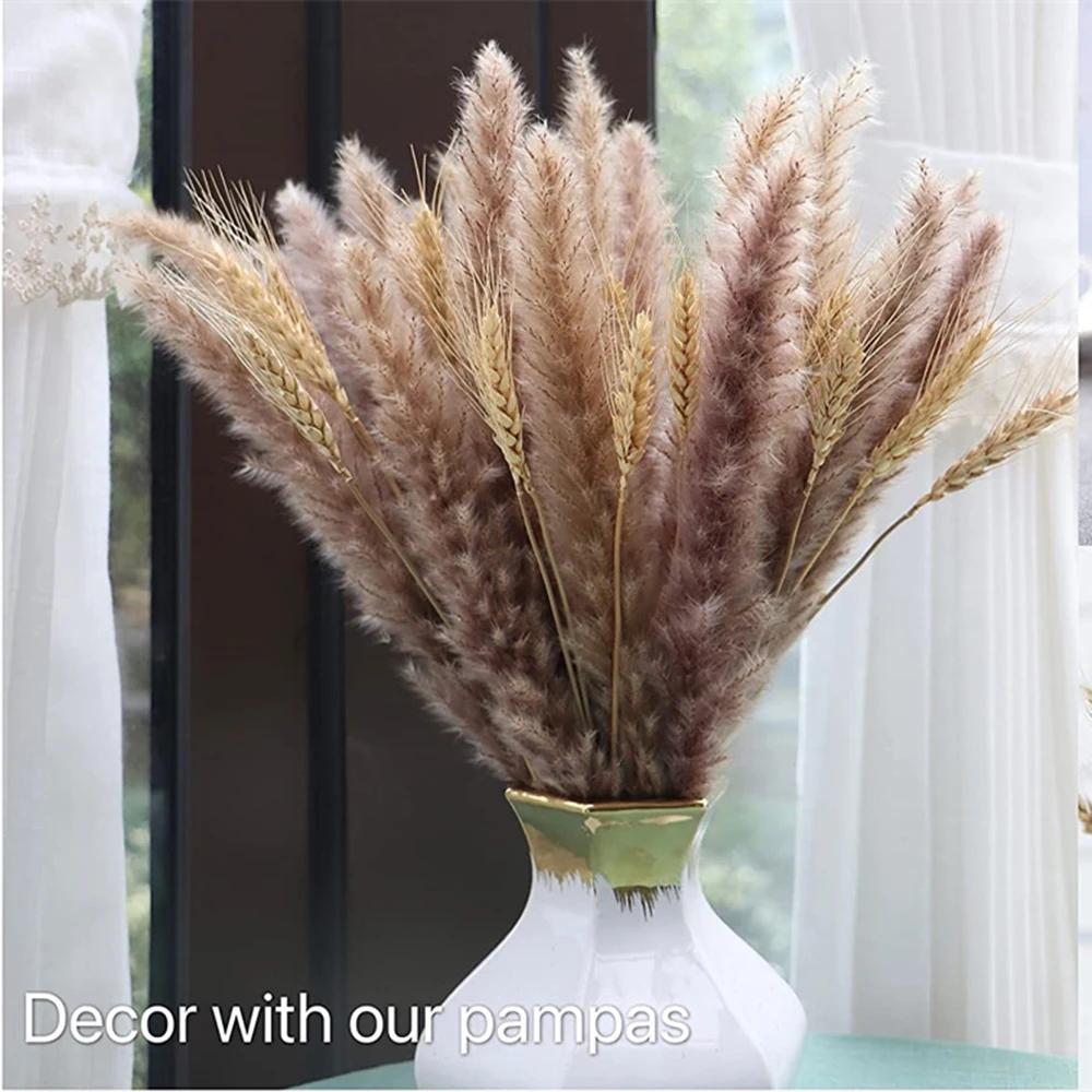 

Dried Real Wheat Ear Reeds Flower Decor Natural Pampas Rabbit Tail Grass Flowers For Wedding Party DIY Craft Scrapbook Bouquet